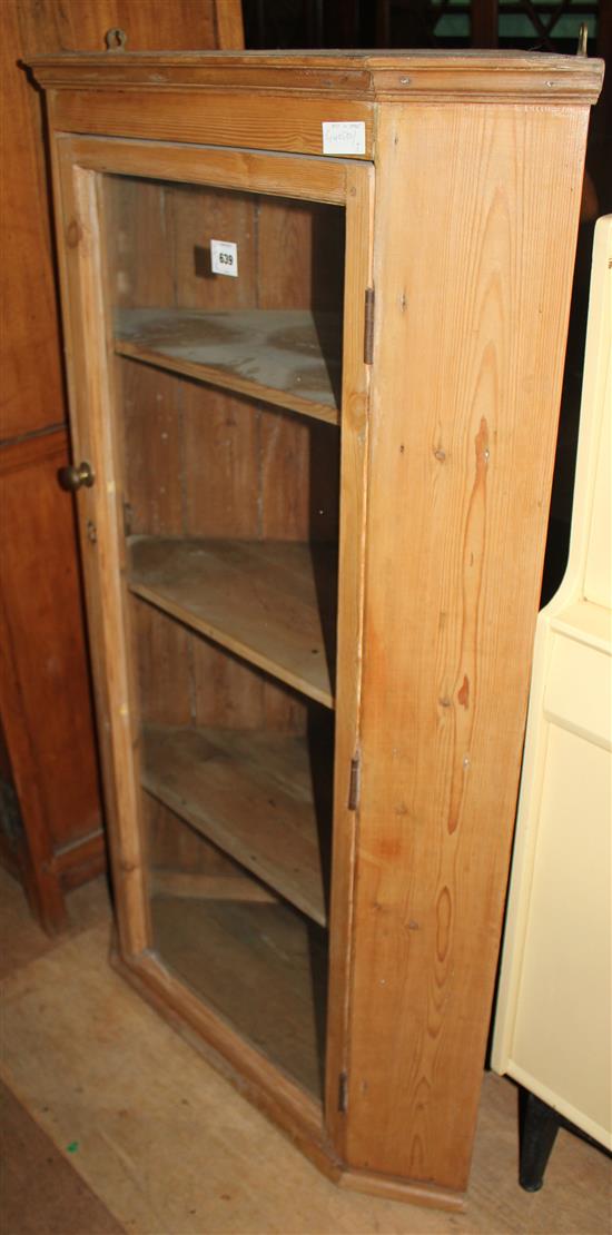Pine glazed corner cabinet